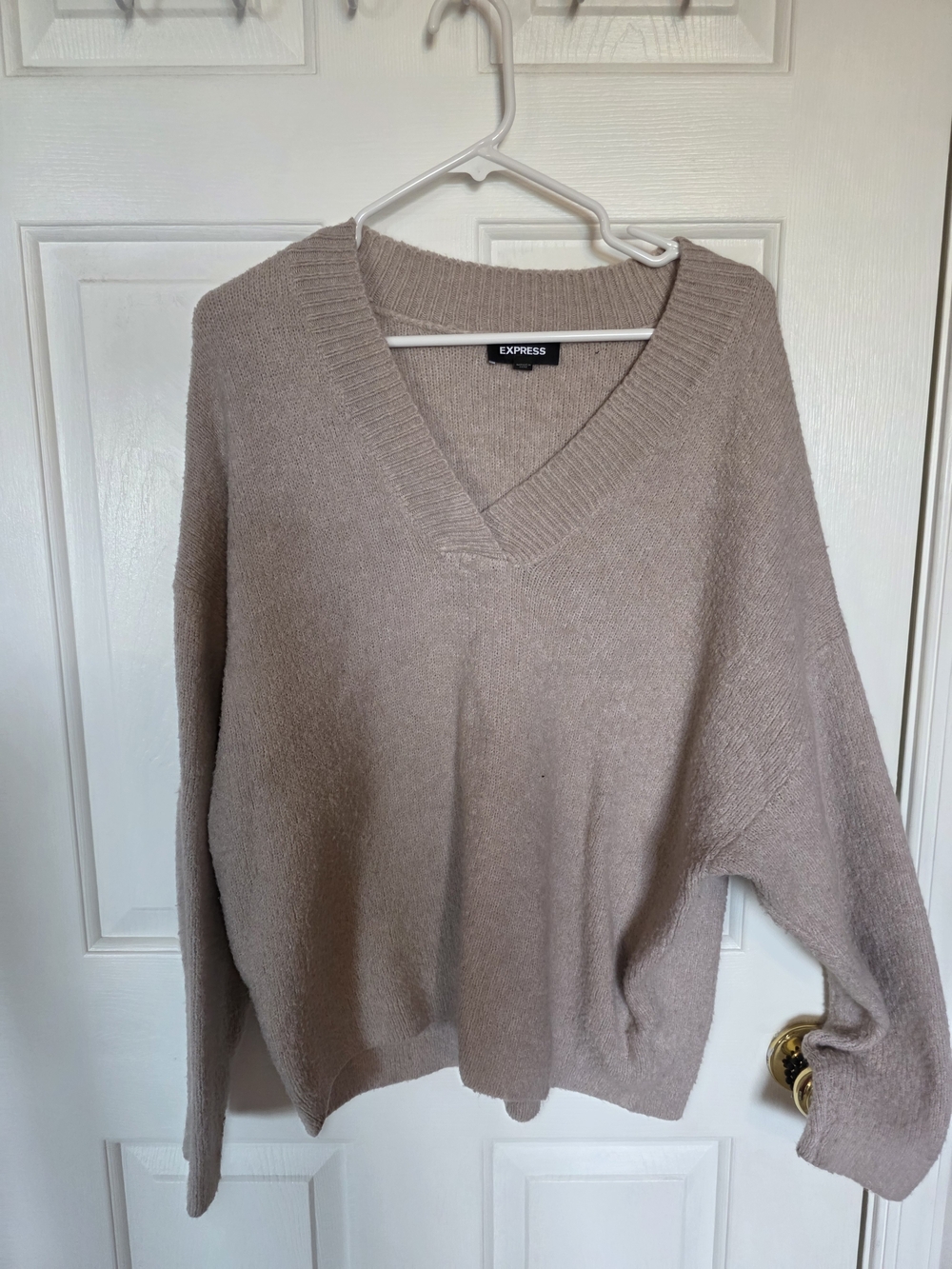 Express Taupe V-Neck Sweater